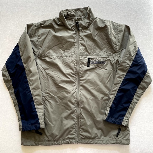 Vintage Nike Jacket Mens Large Olive Green Nylon Lined Windbreaker Gorpcore Y2K - Picture 1 of 14
